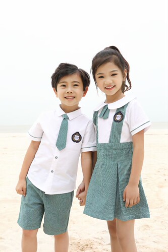 夏季幼儿园园服小学生班服校服学院风文字风主持服装主持白色短袖