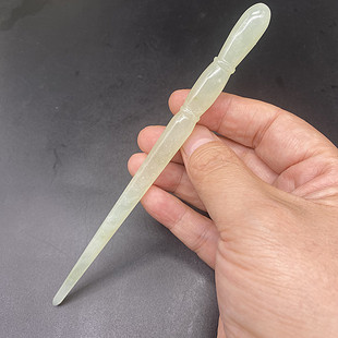 天然岫玉簪子竹节节节高节节飞升玉发钗头饰汉服拍摄道具正品真玉
