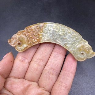 岫玉仿古蟠龙吊坠玉佩腰佩玉璜玉衡玉璧卷云纹战汉玉坠项链佩饰