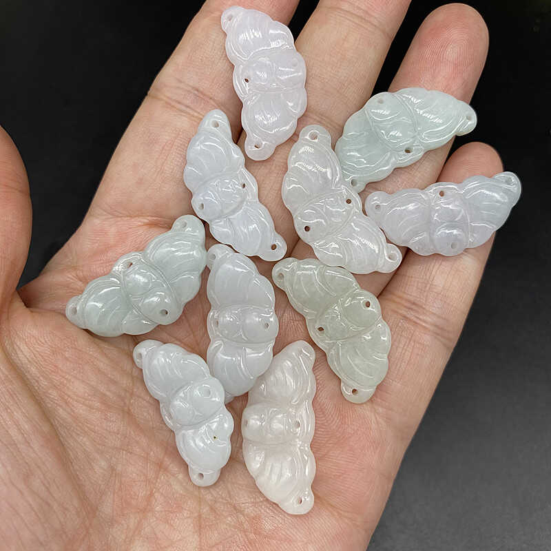 翡翠diy饰品吊坠天然a货小蝴蝶挂件玉髓蝴蝶吊坠玉坠手链玉石