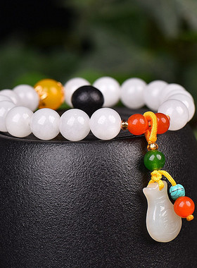 和田玉白玉手串手链白玉手饰礼品