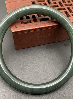 和田玉青玉简约圆条手镯男女款复古古典手饰玉镯子汉服古装配饰