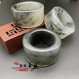 岫玉水墨飘花圆环玉环路路通 平安腰环吊坠挂件把件 茶壶盖置盖架