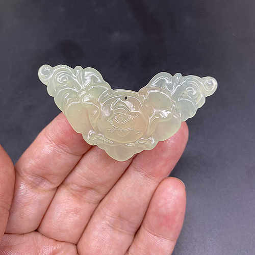 三角形玉璜花朵DIY吊坠岫玉腰佩