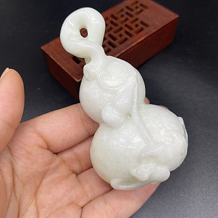 天然蓝田玉葫芦手把件摆件把玩件玉福禄招财吉祥物客厅玄关装饰品