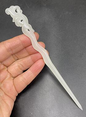 琉璃仿白玉凤凰发簪发钗发饰头饰凤尾凤鸣玉簪子玉钗拍摄金枝玉叶