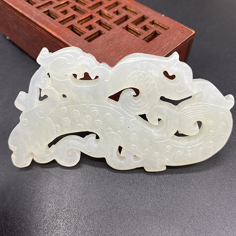 岫玉龙凤呈祥玉佩颈饰挂件项坠男女款仿古龙凤玉古风汉服腰配腰挂