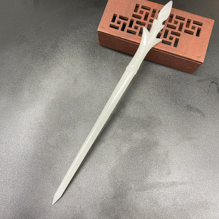 琉璃仿白玉三尖两刃刀发簪发钗玉簪子古风汉服封神同款杨戬簪子