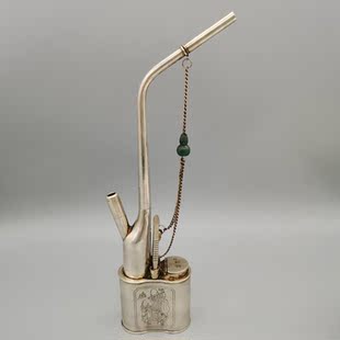 精品仿古做旧老式水烟袋复古怀旧收藏白铜大号水烟壶烟斗道具摆件