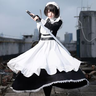 高质 连衣裙传统女佣长裙cos服日常大码 长款 Lolita 日系可爱女仆装