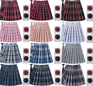 女短中长自带内衬安全裤防走光格子裙百褶百折裙班服校服半身短裙