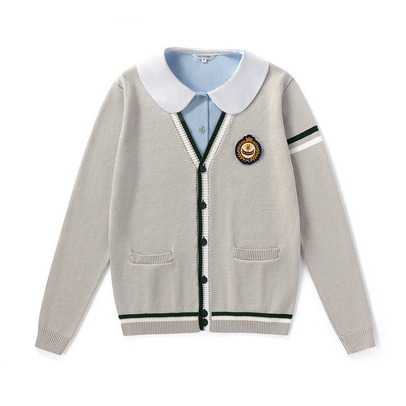 스팟 맞춤 제작 로고 클래스 캠퍼스 유니폼 니트 스웨터 가디건 긴팔 셔츠 커플 JK 유니폼 여성 브이넥 재킷