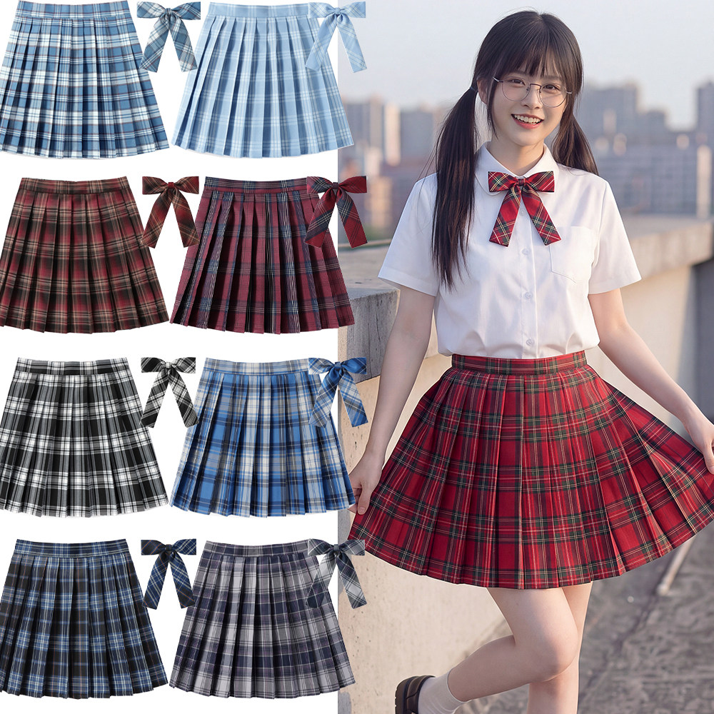 43CM裙长学院格子高腰JK制服百折合唱演出班服表演半身百褶女短裙