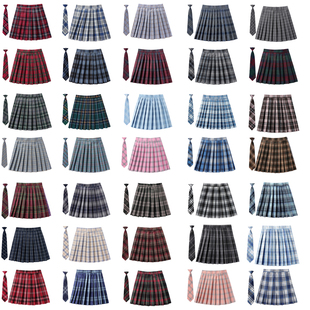 43裙长现货班校服春夏新款高腰百搭百褶百折格子大码女半身短裙