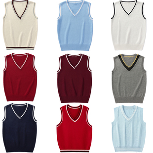 原创JK制服正版DK男女V领针织毛衣马甲无袖上衣学院风班校服背心