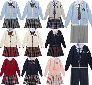 现货新款制服JK学院开衫毛衣长袖针织衫班校服园服小初高大学套装