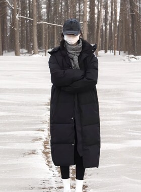 中戏艺考羽绒棉服同款2025冬新款棉衣女超长过膝加厚宽松情侣外套