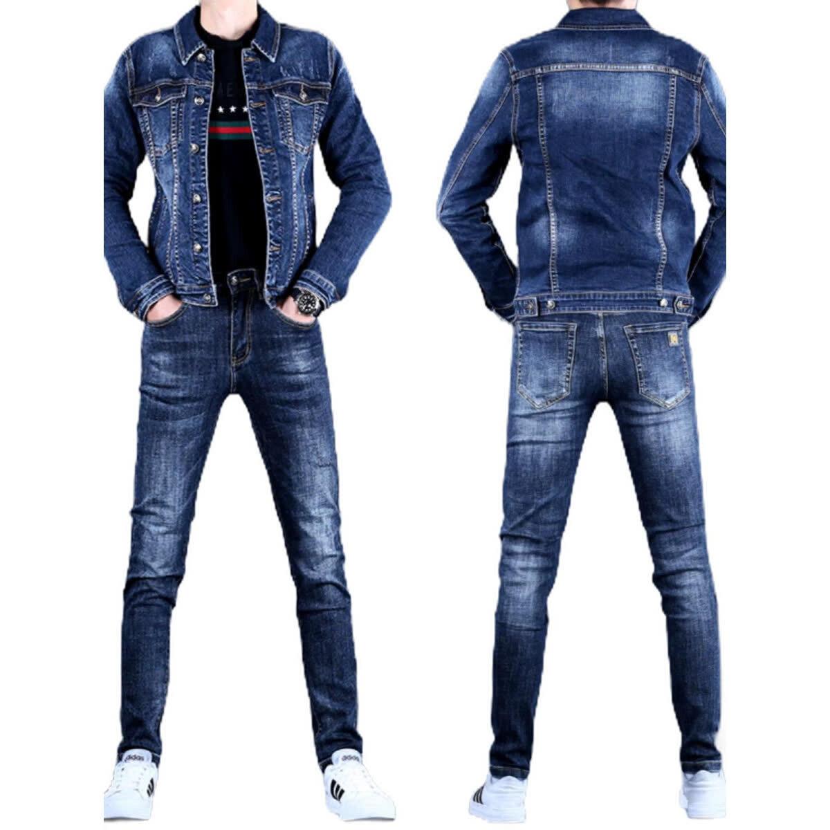 日系2025高端牛仔外套男装潮牌春秋款帅气长裤套装显瘦男士夹克,男装,其他套装,淘宝优惠券,粉丝福利购,淘宝优惠卷