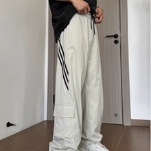 美式条纹速干工装裤男夏季薄款伞兵冲锋裤子机能风直筒休闲运动裤