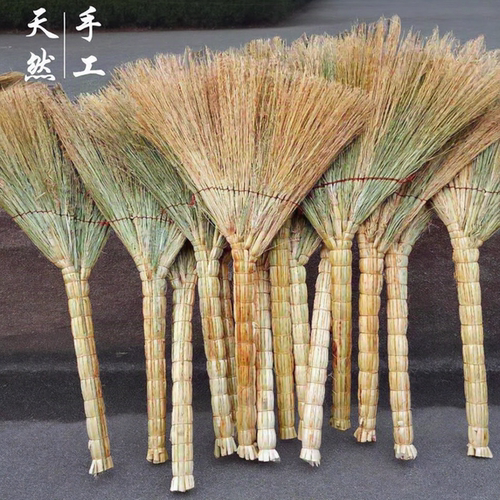 老式短把大头高梁扫帚扫把笤帚手工物业学校工厂清洁天然植物净苗 - 封面