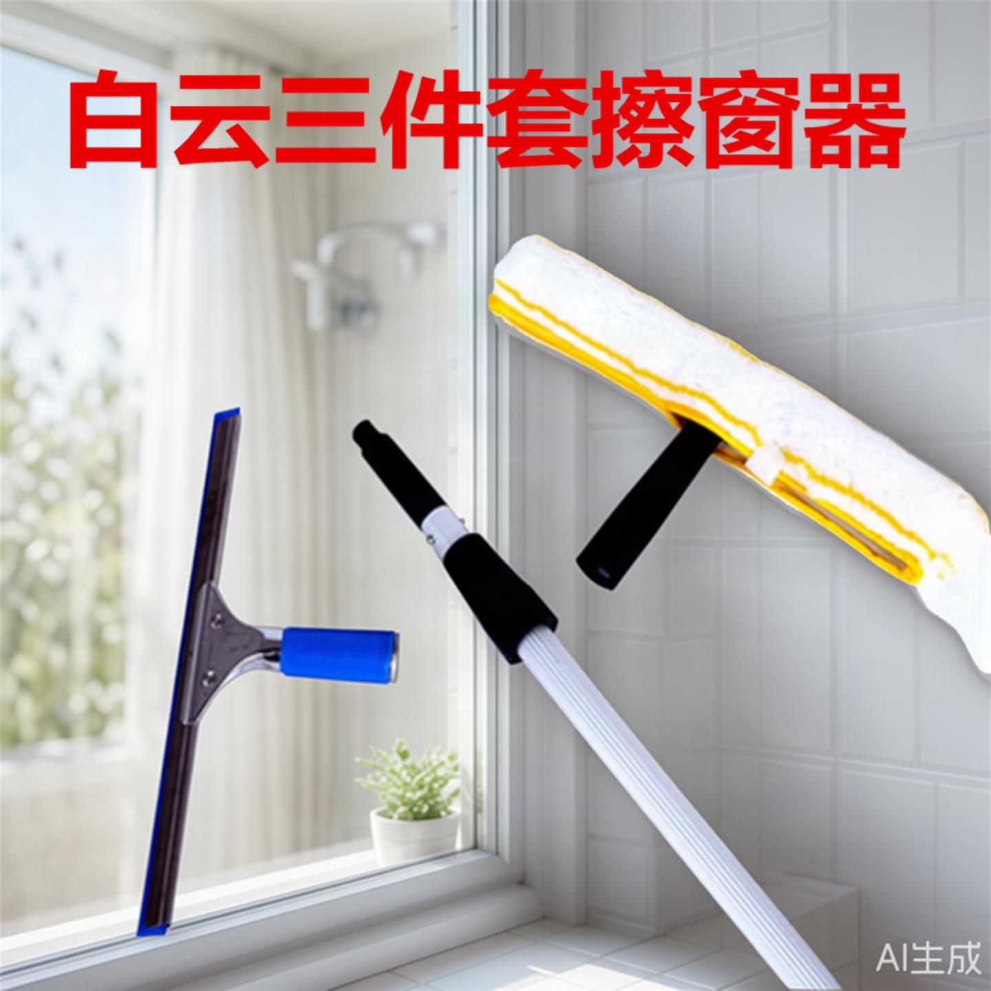 白云擦玻璃器家用刮子清洁器擦窗器刮水器地刮伸缩杆搽玻璃刮刀