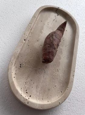 黄洞白洞天然大理石别墅豪宅桌面客户饰品摆件托盘