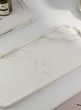 天然意大利鱼肚白鱼肚金 白色奢石大理石托盘摆件饰品可定制