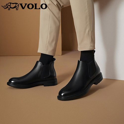 【头层牛皮】VOLO犀牛男切尔西靴