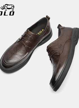 VOLO犀牛男士休闲皮鞋高级感男鞋通勤单鞋真皮商务软底舒适爸爸鞋