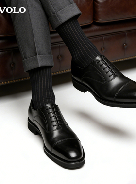 VOLO/犀牛男士皮鞋男正装商务头层牛皮男鞋手工牛津鞋结婚新郎鞋