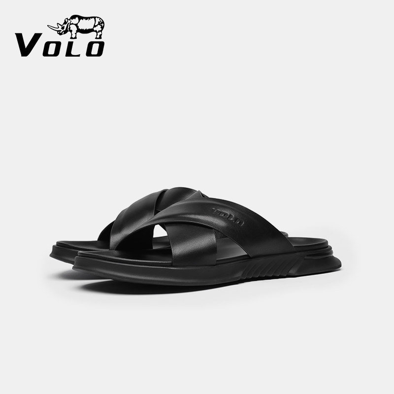 [특별 제공] VOLO RHINO 샌들 남성  가죽 슬리퍼 남성 비치 여름 캐주얼 통기성 샌들