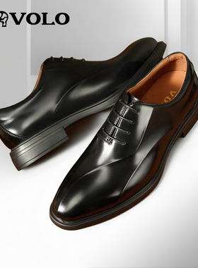 VOLO/犀牛男士皮鞋男正装商务英伦风休闲牛津鞋结婚新郎男鞋真皮