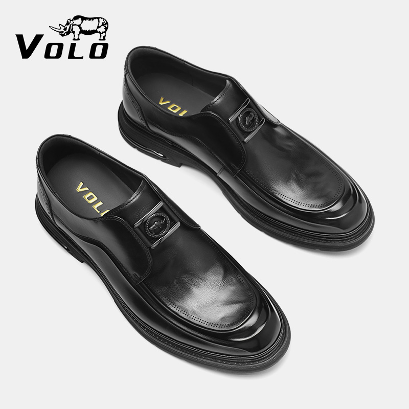 VOLO/犀牛皮鞋男士休闲鞋2025新款一脚蹬乐福鞋正装真皮软底皮鞋