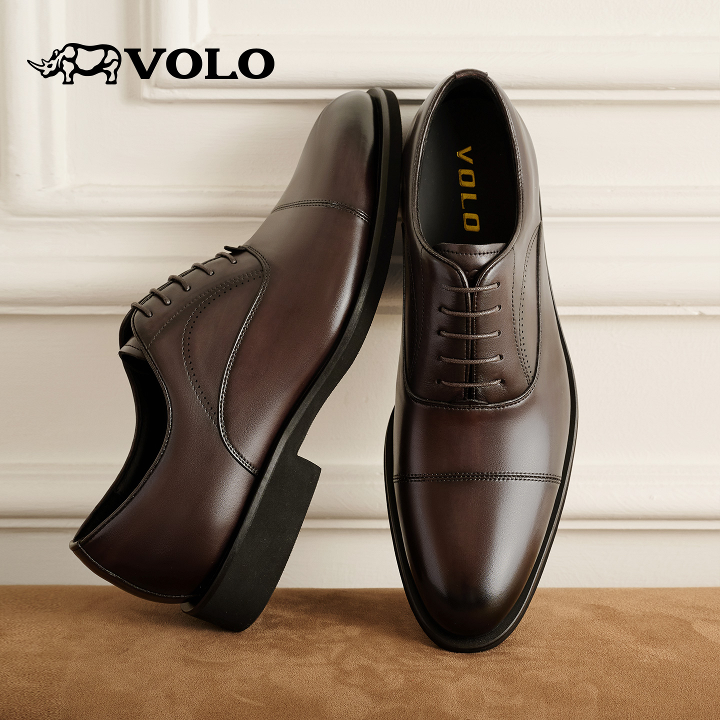 【头层小牛皮】VOLO犀牛男士皮鞋