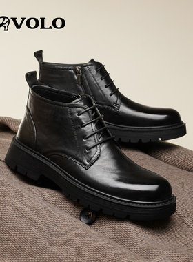 VOLO/犀牛马丁靴男款2025新款秋冬男士商务增高厚底休闲真皮皮靴