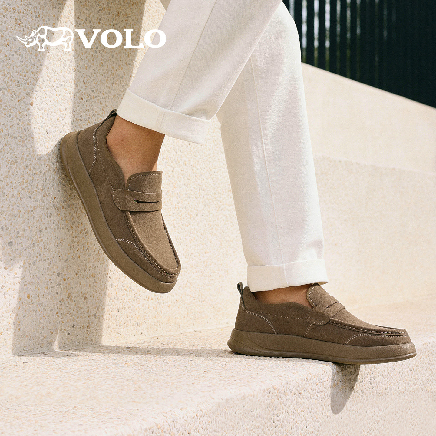 VOLO犀牛皮鞋男款2025新款男士休闲皮鞋真皮一脚蹬男鞋软底乐福鞋,流行男鞋,休闲皮鞋,淘宝优惠券,粉丝福利购,淘宝优惠卷
