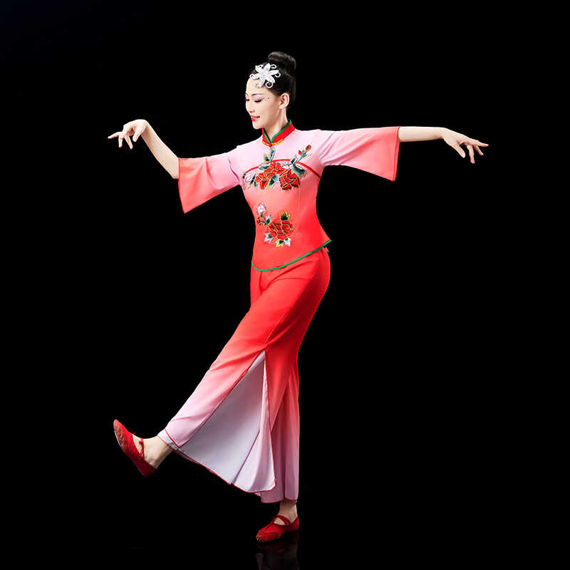秧歌服2024新款套装喜庆演出服装中老年大码广场舞古典舞蹈服装女