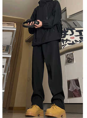 春秋加长版休闲直筒裤机能裤高个子运动裤男生黑色冲锋裤防风裤潮