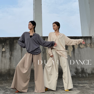 长袖 个性 现代舞上衣 日常穿搭宽松深v男女同款 现代舞舞蹈生大版