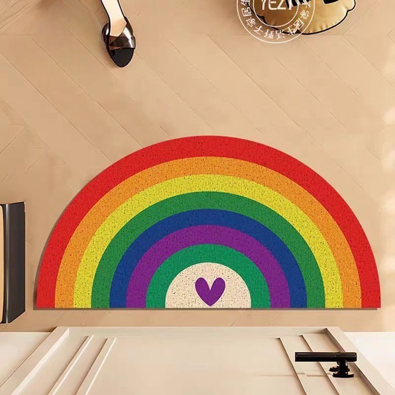 卡通彩虹半圆丝圈地毯可自由裁剪刮土蹭泥脚垫家用门口防滑除尘,居家布艺,入户地垫,淘宝优惠券,粉丝福利购,淘宝优惠卷