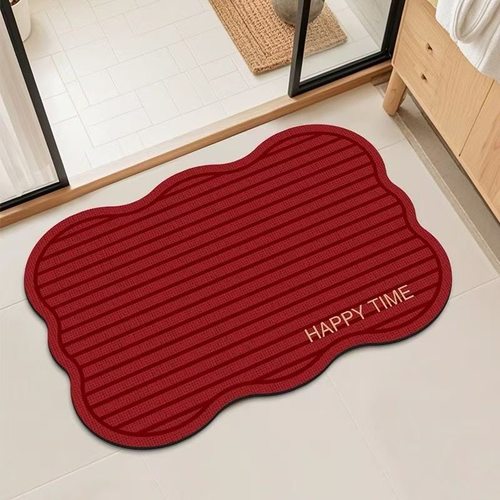 简约红色浴室地垫吸水防滑卫生间门口脚垫硅藻泥厕所速干门垫地毯