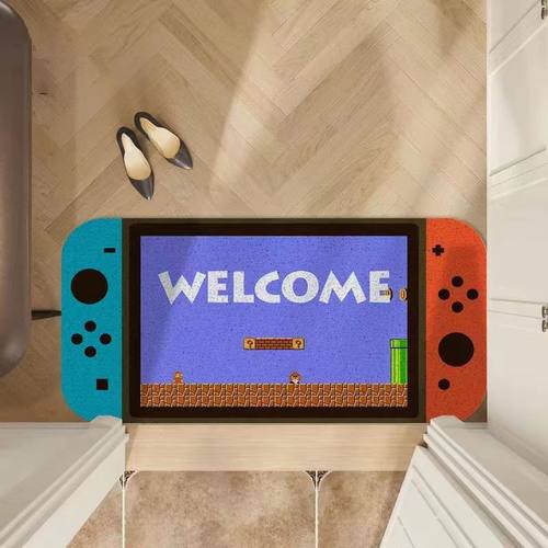家用游戏机地垫switch入户门玄关大门防滑防水丝圈脚垫可裁剪耐磨