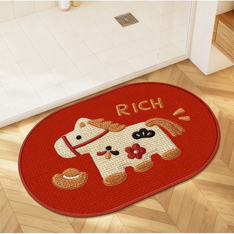 新年卡通编织浴室吸水地垫亚麻卫生间厕所防滑脚垫子卫浴家用地毯,居家布艺,入户地垫,淘宝优惠券,粉丝福利购,淘宝优惠卷