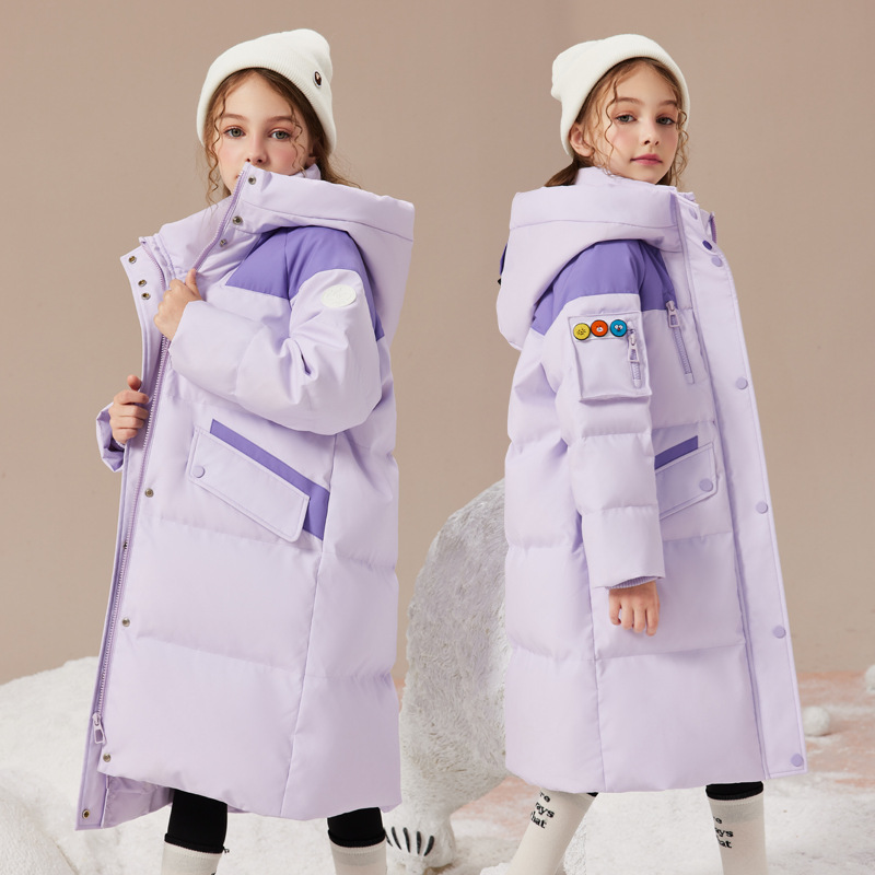女童羽绒服中长款2025洋气女大童冬季加厚新款中大童保暖连帽