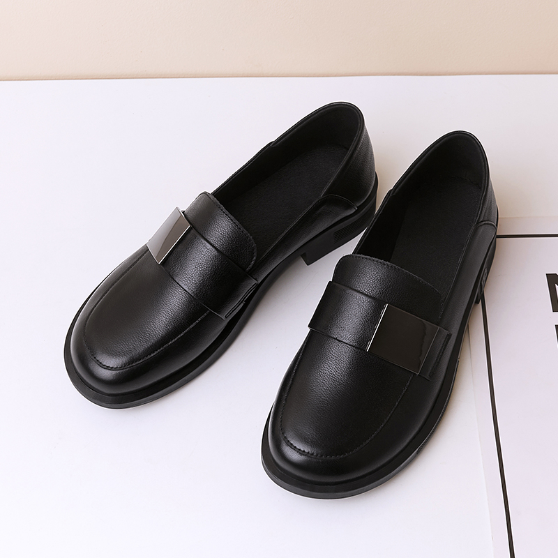 女鞋真皮软底乐福鞋一脚蹬大码