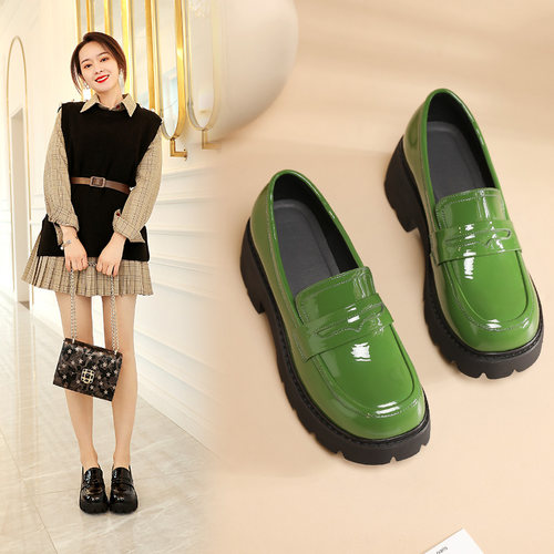 厚底乐福鞋女英伦风小皮鞋女真皮
