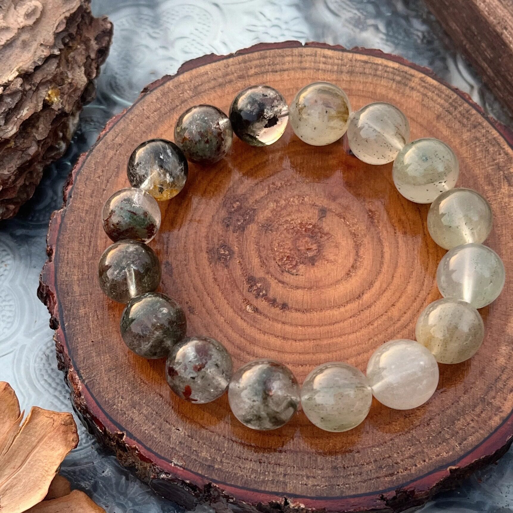 绿幽灵天然水晶手串招财显白闺蜜