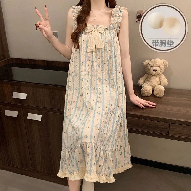 夏季可爱ins风韩版卡通小熊印睡衣/家居服套装