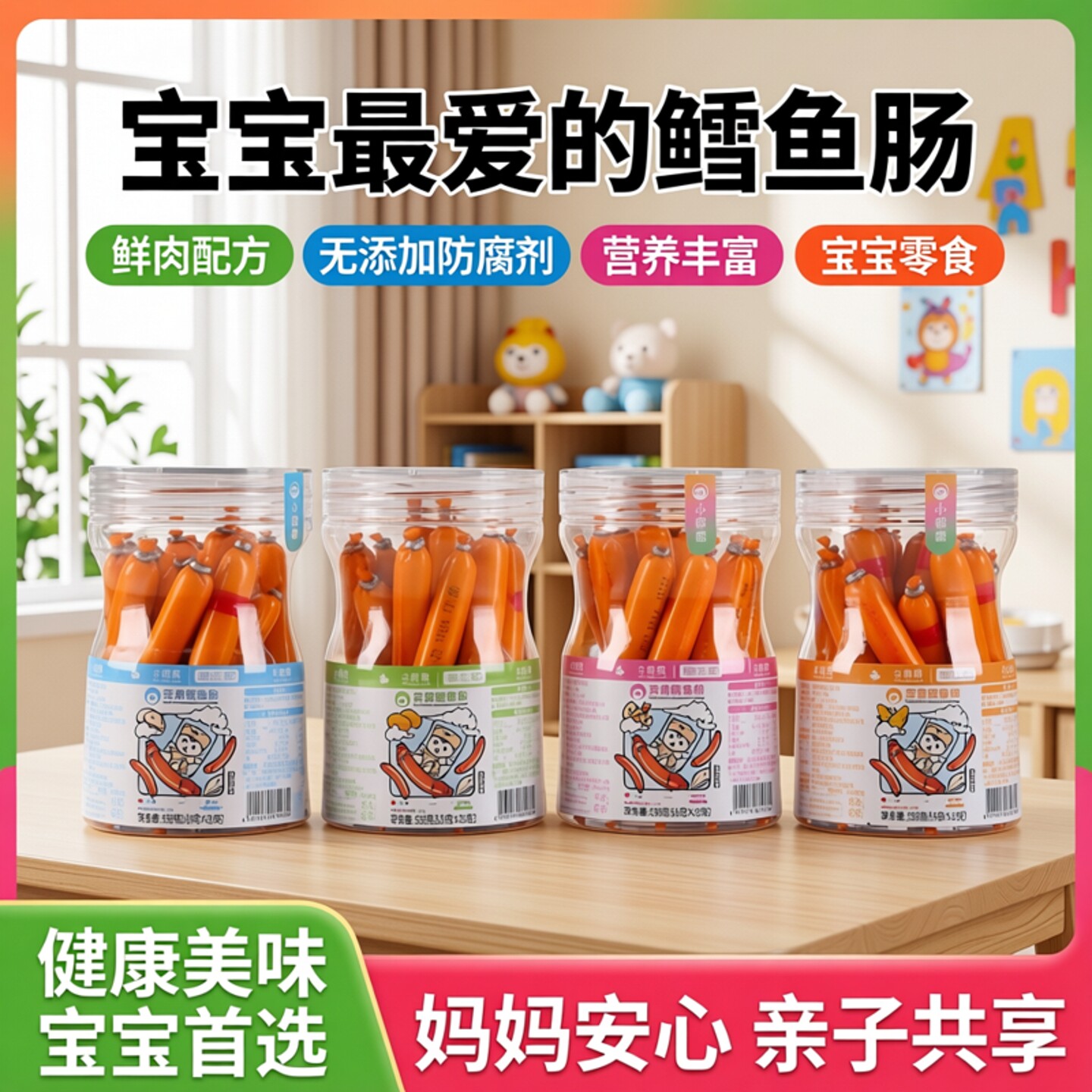 鲜肉肠儿童肉肠鳕鱼肠鳕鱼棒孕妇零食岁宝宝零食鱼肠儿童鳕鱼肉肠