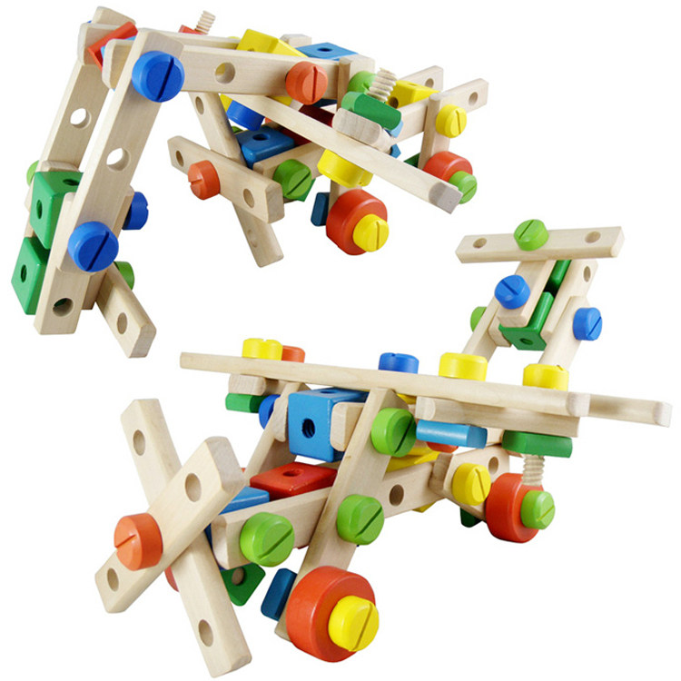 早教教具幼儿园儿童木制玩具多功能组合益智拆装组合螺母车